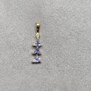 ELEGANT 10K Trillion Cut Triple Tanzanite Pendant